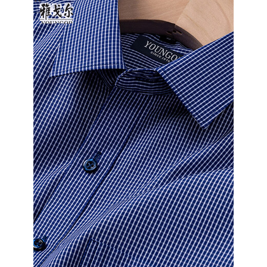CEO Yageol plaid short-sleeved shirt middle-aged summer business men's clothing iron-free and anti-wrinkle workplace soft and skin-friendly shirt DX6626 38 [100-120Jin[Jin equals 0.5 kg]]