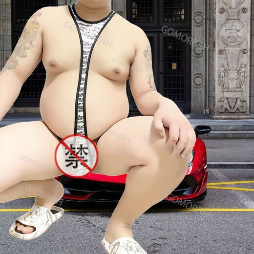 Large size men's sexy underwear fat bear tribe attacking ones-piece thong sexy briefs men's sexy pants men's sexy ones T-style golden color M (90-150Jin [Jin equals 0.5 kg])