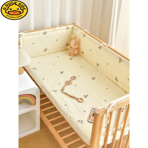 G.DuckKids Crib Pure Coton lit Surround Newborn Baby Cartoon broderie amortissant Sac mou Enfants Enfants Anti-Collision Strip Anti-Fall Fence Fence TULIP Hauteur 28cm 140cm1 Piece