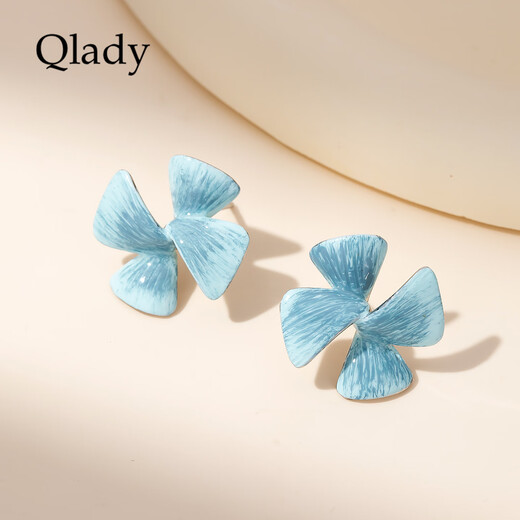 Qlady blue flower earrings, feminine and high-end 2025 new niche design earrings, female birthday gifts