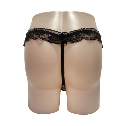 Banfishi men's crotchless underwear, lace flirty and sexy bow-tie temptation thong, sexy transparent T-pants, men's crotchless underwear, lace flirty and sexy bow-tie temptation thong