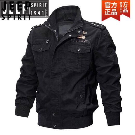 JEEP SPIRIT秋冬季男士夹克飞行员工装外套二战军迷翻领肩章上衣 9930军绿色 薄款 M 90-115斤 建议
