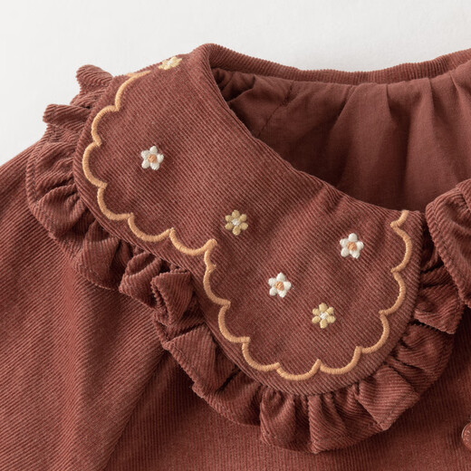 DAVE&BELLA spring new pure cotton girls' shirt corduroy baby girl shirt children's long-sleeved top baby clothes red and white check in stock 90 cm (recommended height 80-90cm)