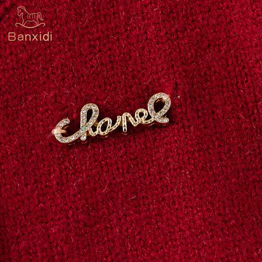 Banxidi girls' dress, winter style, children's knitted princess dress, New Year's baby one-year-old dress, velvet cardigan skirt, red velvet 100