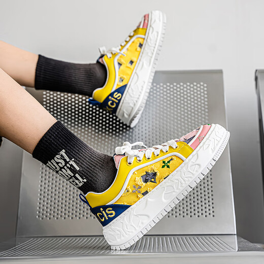 时尚潮流透气帆布板鞋百搭运动休闲潮鞋轻便厚底增高男鞋 粉色 43