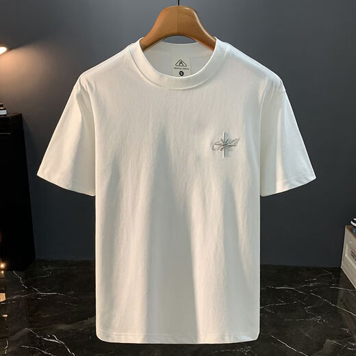 Jeep Spirit2025 Neues gestickter kurzärztes T-Shirt für Herren Sommer weiß dünn einfaches T-Shirt Weiche und lässige halbe Ärmeln mit Top White 6 gedrucktes JSW9923 M geeignet für 90-108jin [Jin gleich 0,5 kg]