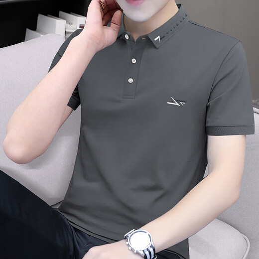 Hailan Precio especial del algodón de cuentas de algodón Paul Polo bordado Camisa para hombres Camiseta de manga corta Slim Top de la solapa de verano S5012 Black M Adecuado para 95-115Jin [Jin es igual a 0,5 kg]