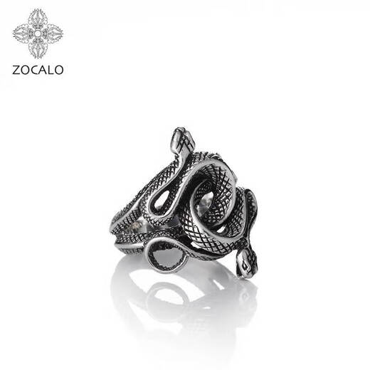 ZOCALO double snake intertwined ring men's 925 silver handmade women's personality trend No. 23