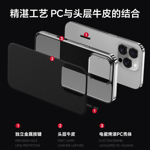穆夏拉适用iPhone16手机壳超薄高端真皮苹果15Pro保护套Por男女Pr0新款14Promax外壳13pm全包pmax防摔p0r 【暗紫色】 iPhone 16 Pro(A3294)