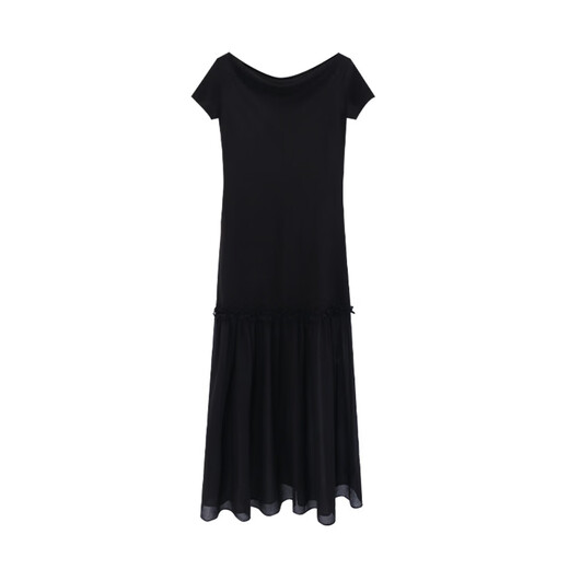 
Inside and Outer Spring 2025 Sleeveless Spliced ​​Chiffon Hem Fake Two-Piece Dress A1105 Blue L