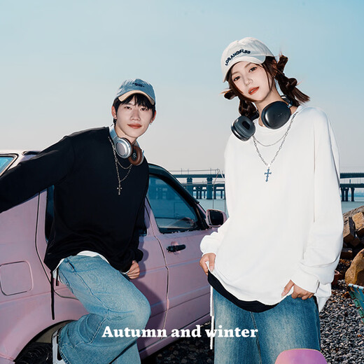 NASA GISS Sweater Men's Spring and Autumn Versatile Round Neck Long Sleeve T-Shirt Teen Couple Top Jacket Black XL