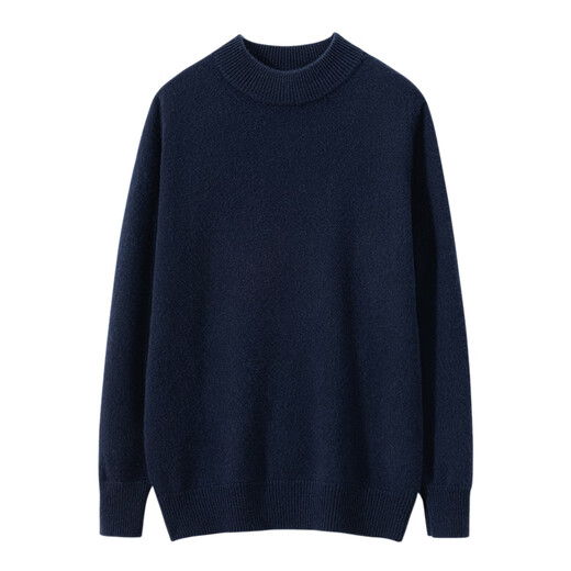 
Mongolian cashmere Ordos City cashmere sweater for men in autumn and winter men's half turtle neck double-strand thickened sweater casual knitted base shirt Navy blue L 130----150Jin [Jin equals 0.5 kg]
