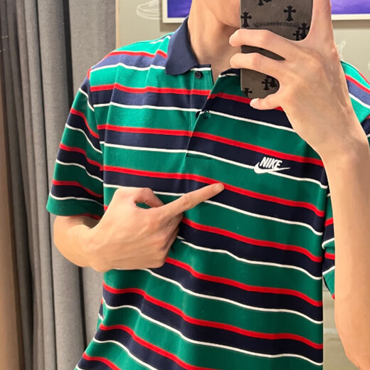 耐克（Nike）短袖男装 2024夏季新款户外健身运动服POLO衫条纹百搭翻领休闲T恤 FN3897-410 M /建议120-130斤