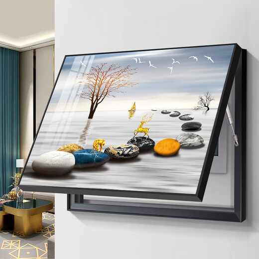 Aoyou distribution box, electric meter box decoration painting 2024 new light luxury feel, without punching, electric meter box cover box hanging painting DBH3888 Fulu companion 50*40cm can cover crystal porcelain within 40*30cm