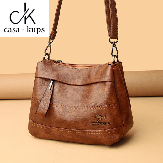 casa-kups women's bag 2025 new fashion one-shoulder crossbody bag soft leather versatile middle-aged mother bag large capacity shoulder bag black large size handbag + card bag