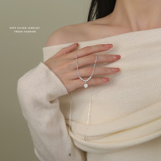 DL 1998 Pearl Necklace Pendant Women's Accessories Suitable for Summer 2025 New Silver 999 Simple White Gold/s999