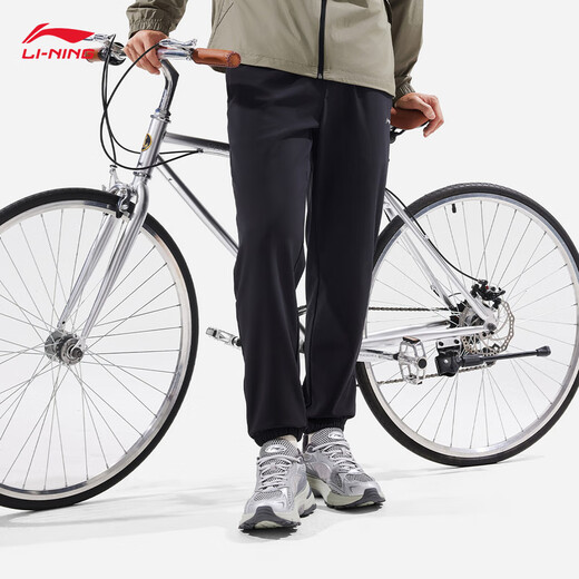 Li Ning sports trousers men's 2025 autumn and winter plus velvet warm simple casual pants AYKV727