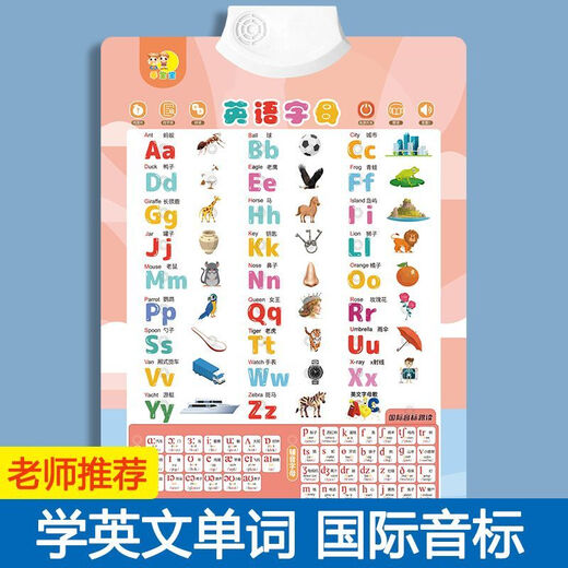 Qiyoubao Audio-Wandtafel für frühe Bildung, Baby-Alphabetisierung, Wandaufkleber, Lernen von Pinyin-Konsonanten und Reimen, Alphabet, Phonics, Kinderspielzeug, 2 Stück, Bild Alphabetisierung + Multiplikationstabelle, kostenloses Zubehör
