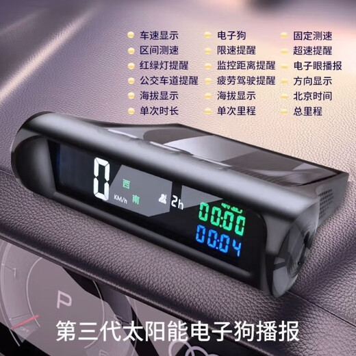 2025 new car solar electronic dog speed measuring Beidou wireless safety warning device HUD head-up display solar electronic dog