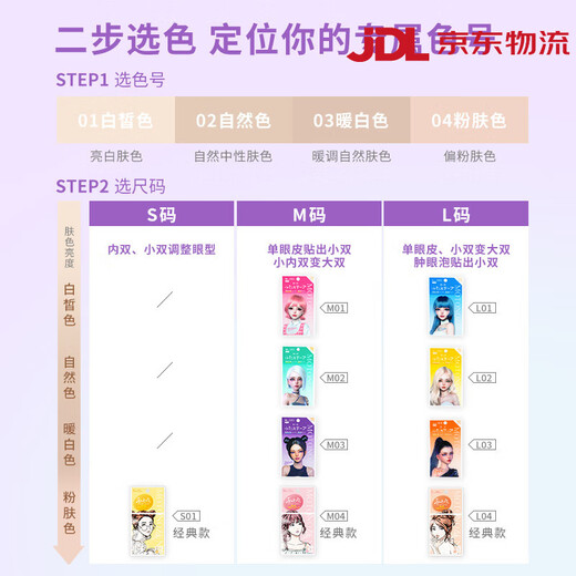 MOTONOZEN invisible natural double eyelid patch for swollen eye bubbles for girls with single eyelids warm white single side L*3 180 pieces