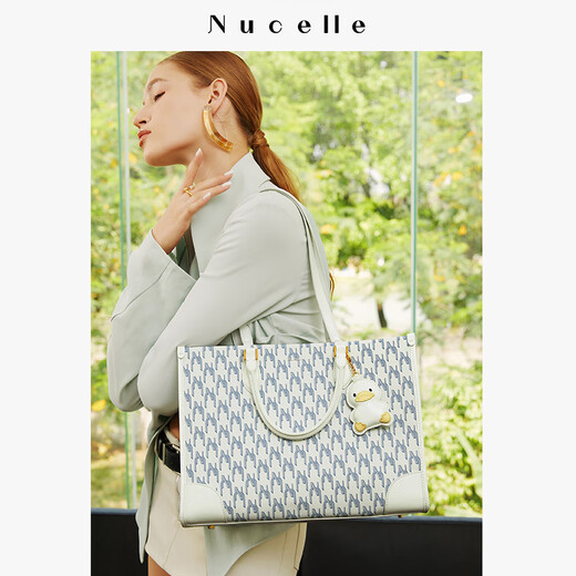 纽芝兰（NUCELLE）黑色鸭子托特包包2025新款大容量单肩包上班通勤手提大包 夏日棕大号可放14寸电脑