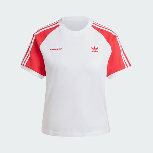 Adidas clover 2025 sommer neuer lässiger, vielseitiger Frauen spleißen atmungsaktive klassische Sportarten Kurzarm Ji9274 JI9274 M