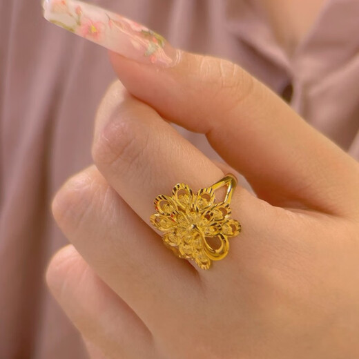 OEMG old Phoenix gold store new peacock gold-plated imitation gold ring women's atmospheric ring wedding bride fake three gold ring A peacock ring (adjustable)