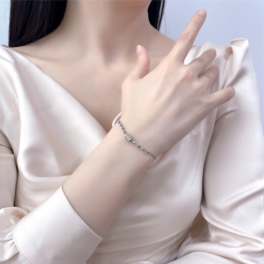 Damuni PT950 platinum bracelet classic versatile small waist transfer beads genuine pure platinum platinum bracelet Mid-Autumn Festival gift 3.74g/length 16-18.5cm adjustable