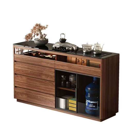 Qiuke solid wood sideboard tea bar machine integrated automatic water supply tea cabinet new style home living room new Chinese style storage cabinet sideboard tea bar machine integrated length 100cm