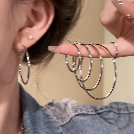 2025 new popular hoop earrings for women, light luxury, high-end, plain hoop earrings, ear jewelry, exaggerated large ear hoop earrings, 7cm coil earrings