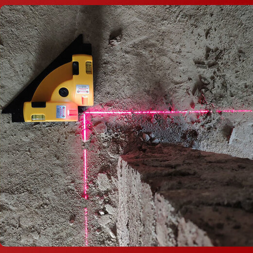 RSRDDY laser right-angle floor level high-precision multi-functional horizontal right-angle ruler 90 degree angle ruler 01 red light bottom with suction cup + AA battery