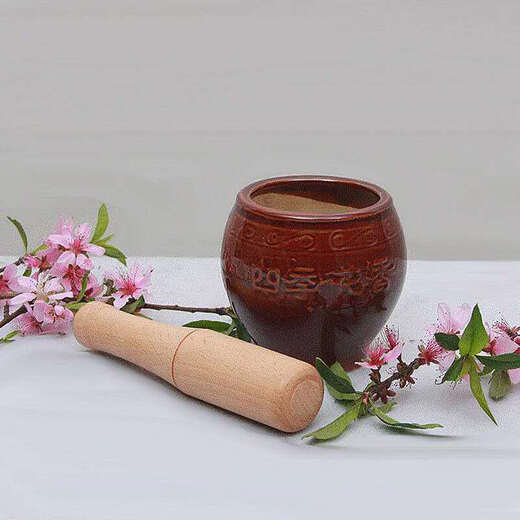 Enshousu ceramic garlic mortar garlic pounder coarse pottery radium bowl garlic paste chili salt home kitchen garlic pounding jar main picture