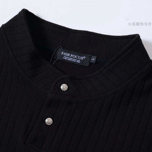 Ximuyao Mksn Texture américaine Texture de bande verticale Henry Neck Clain à manches Niche épaule T-shirt lâche G1343 Gray M