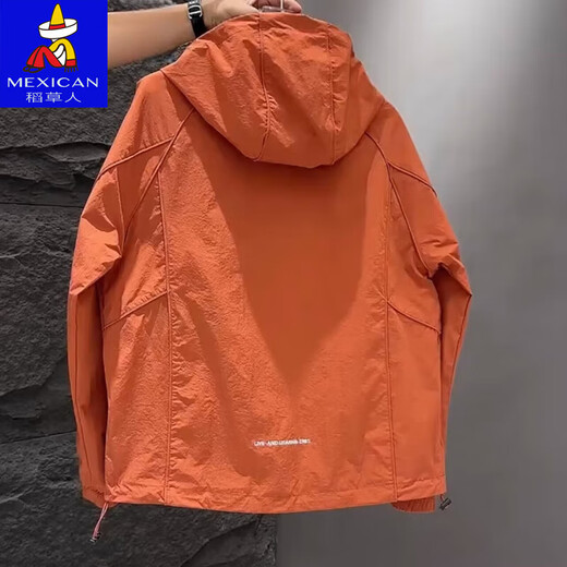 Scarecrow Autumn Jacket Men's Hooded Top Trendy Versatile Work Jacket Men's Orange 2XL