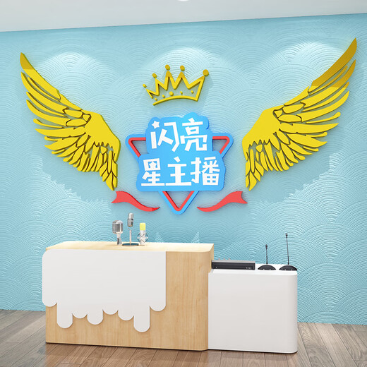 语森忆少儿口才教室布置装饰播音乐小主持舞蹈台背景环创表演幼儿园墙面 15865闪亮星主播-白色+粉色字 大