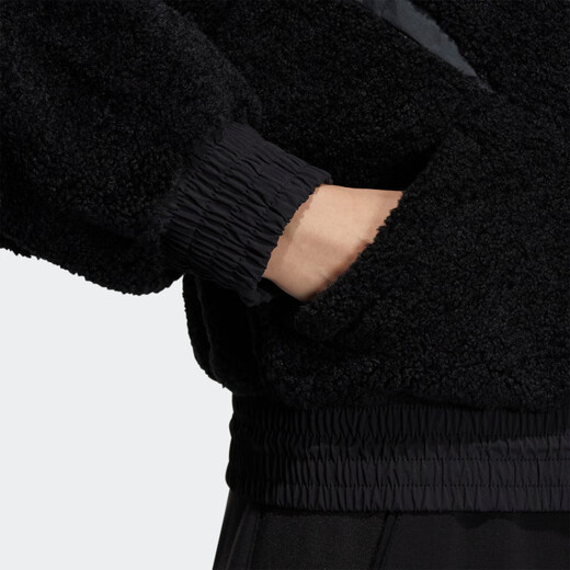 阿迪达斯 （adidas）Foc Boa Jkt 徽标刺绣长袖短款拉链夹克外套 女款 黑色 黑色 XXS