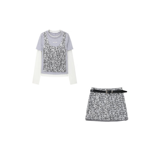 RE VAN Rui Fan New Product Designer Luxurious Bright Silver Bead Splicing Set RL72403154 Silver S /36