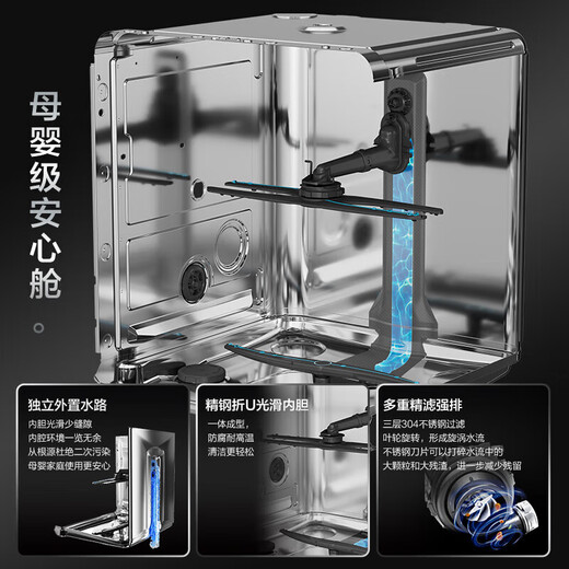 Haier home built-in double-sided dishwasher, large 18 sets + 3 large capacity, AI intelligent control, double 80 high temperature cleaning, first-class water efficiency, fully automatic built-in dishwasher L7, new double-sided washing, 18 sets, three layers | six-star UV disinfection