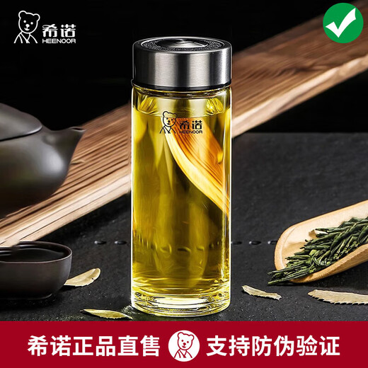 
HEENOOR glass cup single-layer men's large capacity portable handle with cup set anti-scalding water cup for students' home car tea brewing cup 9076---large capacity with lifting ring 695ml