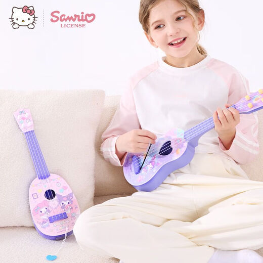 SANRIO UKULELE KINDER Kinder Little Gitarre Musical Instrument Girl Anfänger Picks zum Spielen einleitender Musikspielzeug kleiner Kulomi WL-7035
