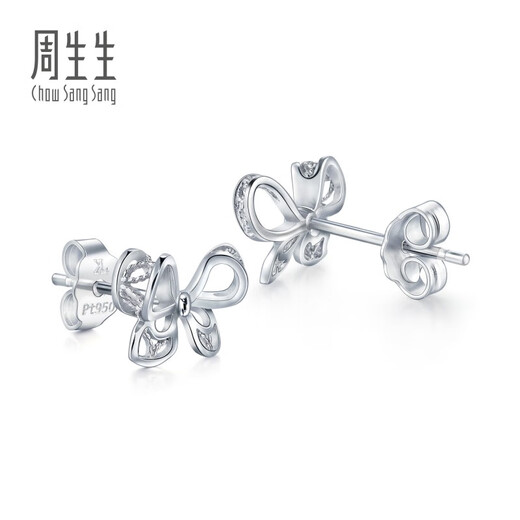 Chow Sang Sang (CHOW SANG SANG) platinum earrings Pt950 bow platinum earrings earrings women's 91475E