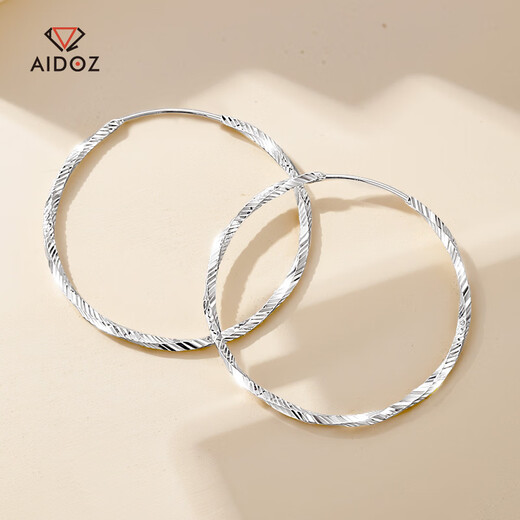 Aido Diamond pt950 platinum large earrings for women, platinum Möbius loop earrings, earrings, temperament earrings, a pair, 4.8-5.0g (outer diameter approximately 4.0cm)