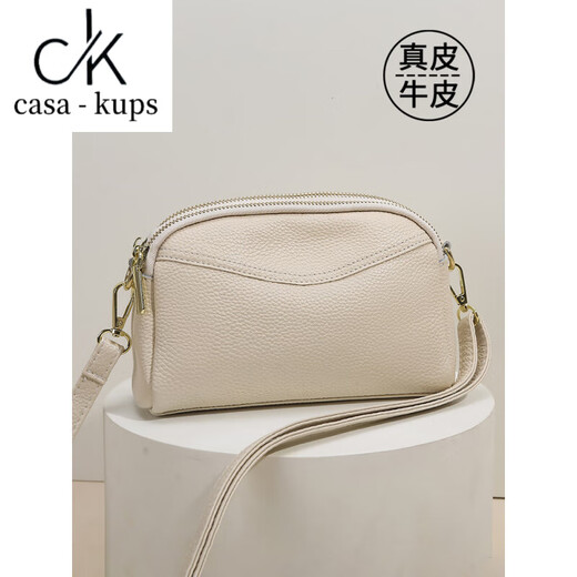 casa-kupsCK小包包女软牛皮2025新款时尚真皮单肩小斜挎包百搭贝壳包质感 黑色
