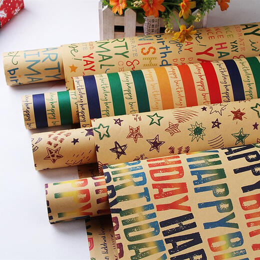 Qilicai Kraftpapierpapier Blumenstrauß Geschenkpapier Kinder Geburtstag Geschenkpapier Geschenkbox Vintage Bag Book Kruste Papier Englisch Blumenpapier Kraftpapier Zufällige 10 Stück für doppelseitige Klebe