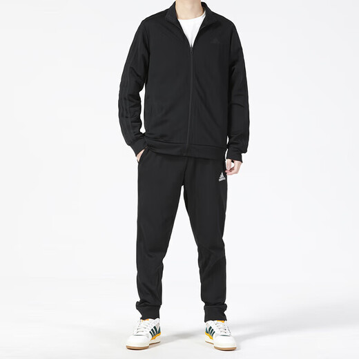 阿迪达斯 （adidas）男子秋冬运动套装 健身训练舒适透气立领夹克外套跑步休闲长裤 H46101+GK9226/简约时尚 3XL