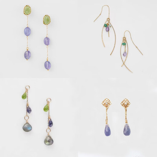 DL 1998 Fat Donglai quality tanzanite earrings Japanese style aget ancient natural crystal gemstone elegant temperament versatile water natural moonstone peridot pendant
