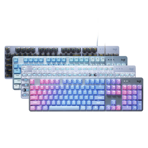 
Logitech K845 wired mechanical keyboard transparent keycap typing computer office green tea shaft e-sports game K845-Frost Blue (keycap independent packaging) official standard x No x 104 key x TTC-Qing shaft