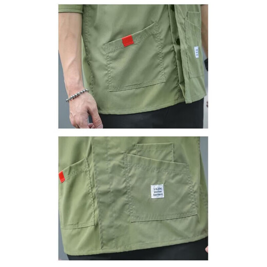 [Korean style workwear] Shirt men's seven-point long-sleeved loose trendy casual half-sleeved summer mid-sleeved top men 701 yellow 2XL