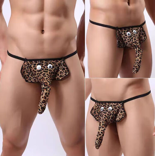 
Universal thong men stuffed into men's sexy leopard print tink underwear one thread underwear men's double tink elephant sports student leopard print all size