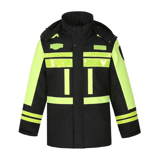 AERZ Светоотражающий плащ и дождевики Комплект Зимний утолщенный пуховик Дорожный дежурный пост Гвардии Дорожно-спасательный морозостойкий костюм Плащ + дождевики (шелковая хлопчатобумажная подкладка) M